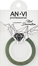 Голографічна смужка для нігтів, 1 мм, зелена з блискітками - AN-VI Professional — фото N1