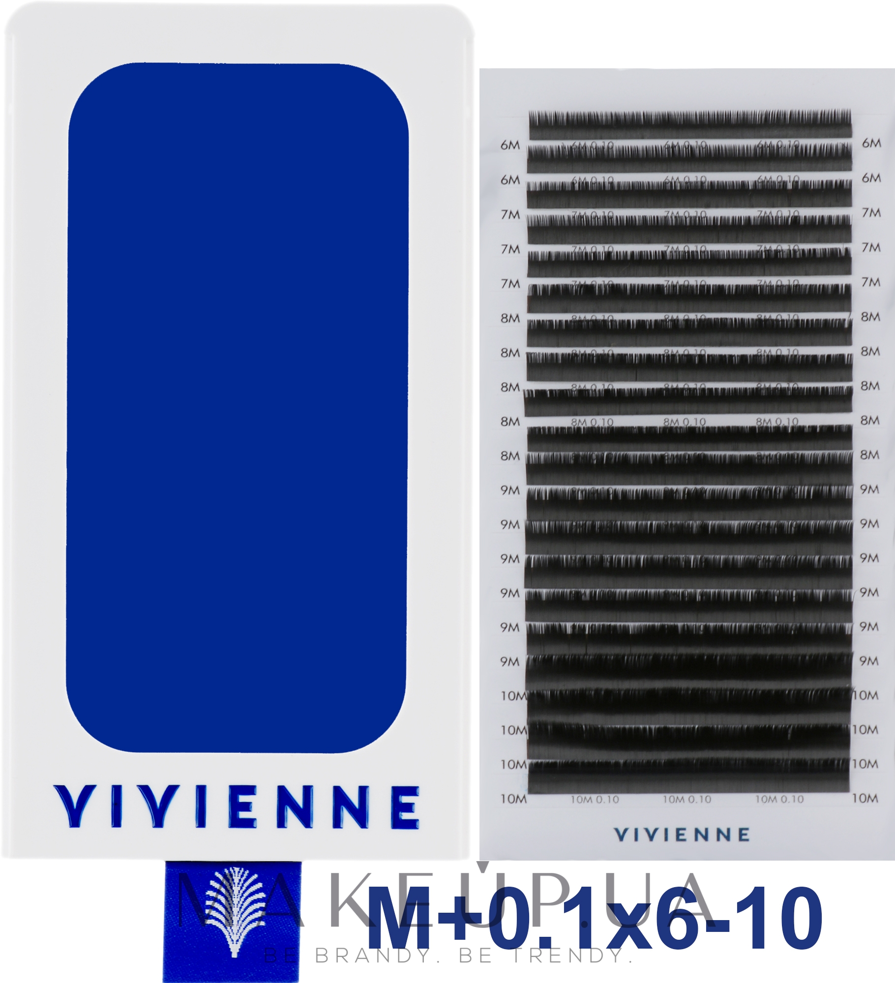 Накладные ресницы "Elite", черные, 20 линий (mix, 0,1, M, 6-10) - Vivienne — фото 1уп