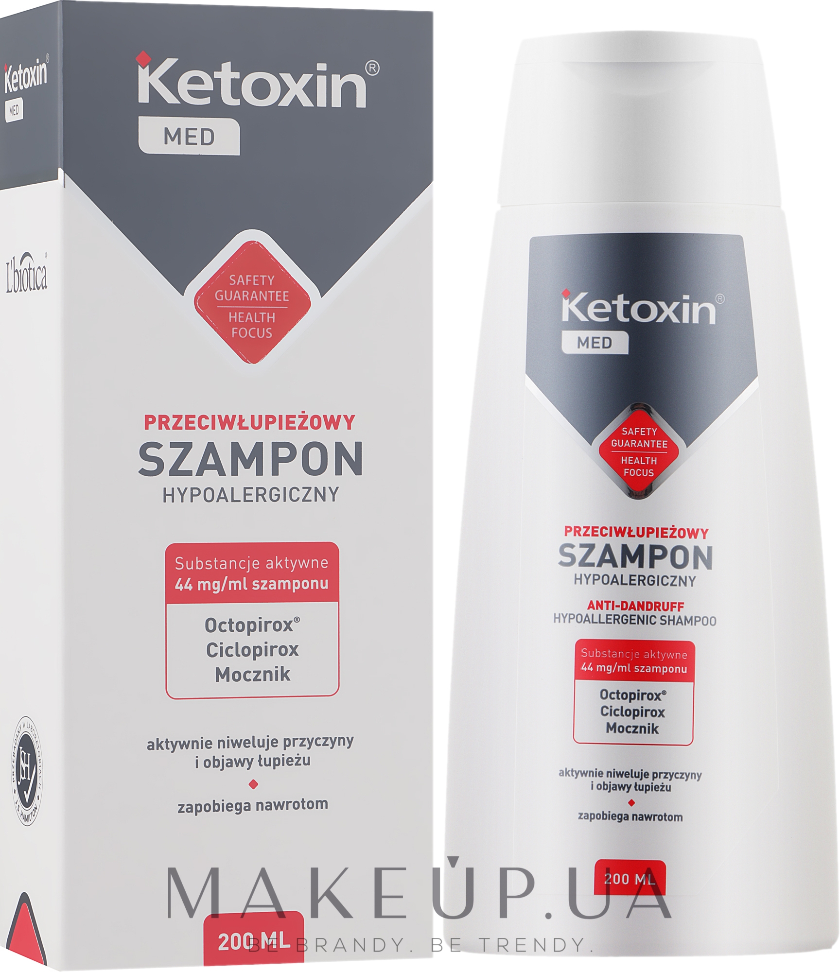 Шампунь для волос против перхоти - L'biotica Ketoxin Forte Strengthcting Anti-Dandruff Hypoallergenic Shampoo  — фото 200ml