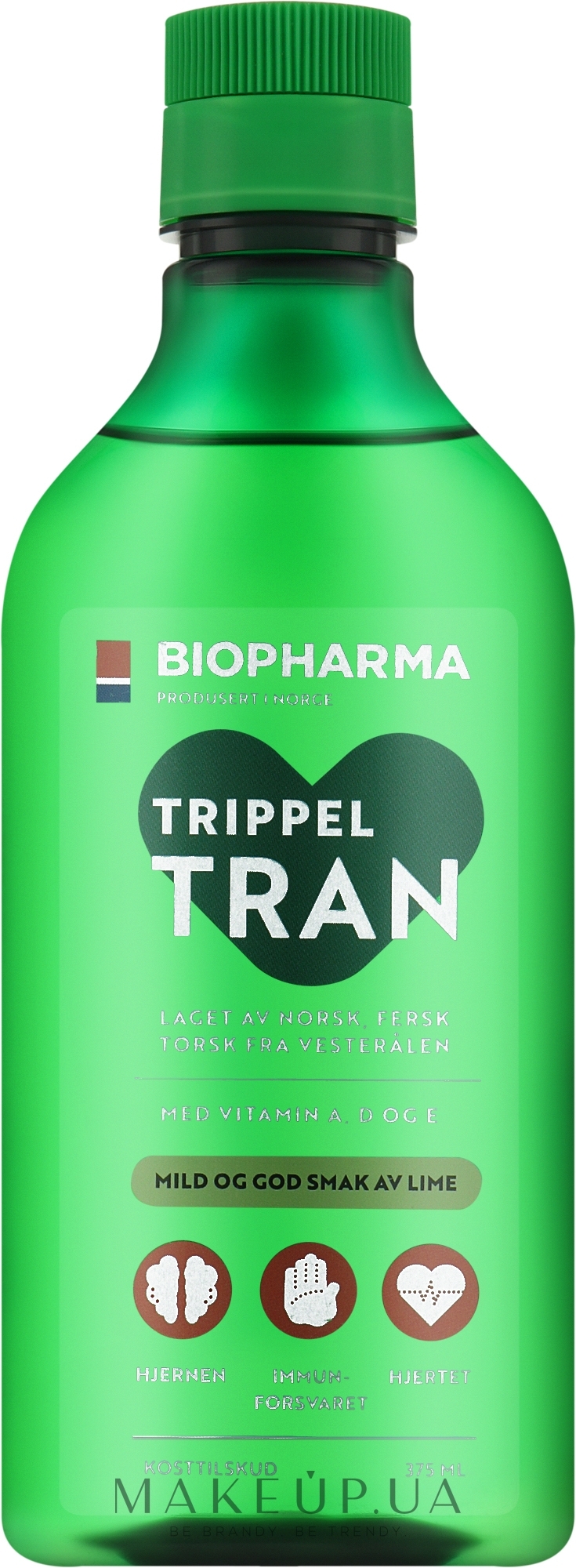 Жидкая Омега-3 для взрослых - Biopharma Norge Trippel Tran Lime — фото 375ml