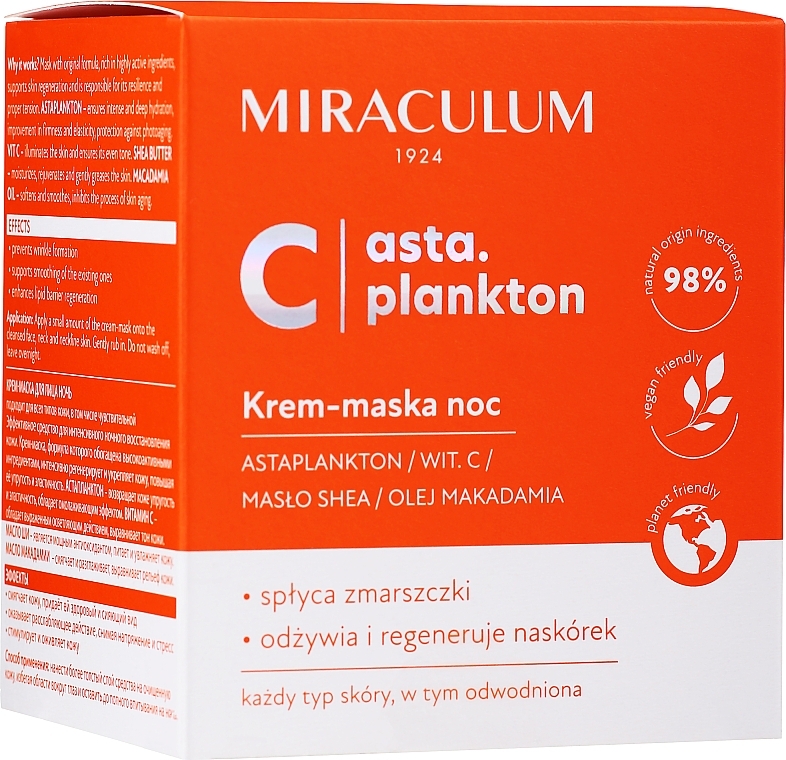 УЦЕНКА Ночная крем-маска для лица - Miraculum Asta.Plankton C Night Cream Mask * — фото N3