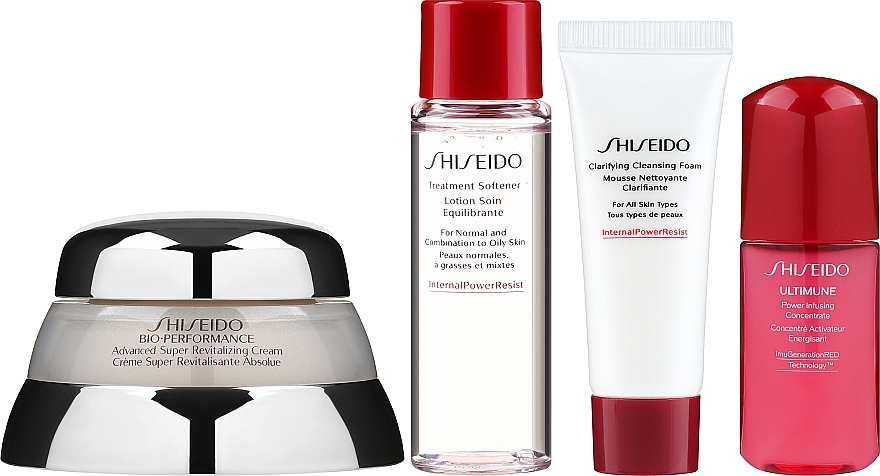 Набор - Shiseido Bio-performance Holiday Kit (f/cr/50ml + clean foam/15ml + f/lot/30ml + f/conc/10ml) — фото N2