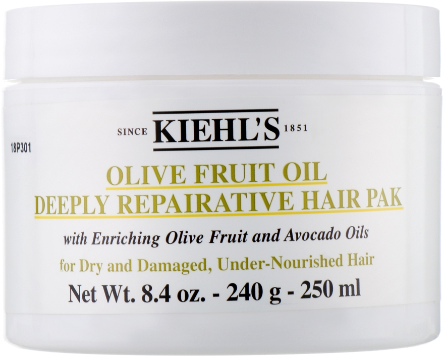 Живильна маска для волосся, з оливковою олією - Kiehl`s Olive Fruit Oil Deeply Repairative Hair Pak — фото N1