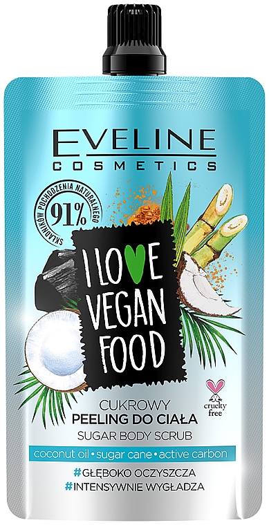 Сахарный скраб для тела "Кокос" - Eveline Cosmetics I Love Vegan Food Sugar Body Scrub Coconut