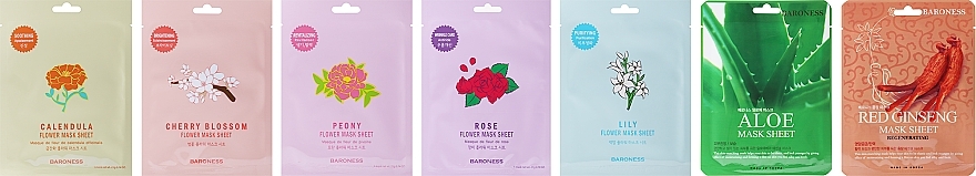 Набір тканинних масок, 7 продуктів - Beauadd Baroness 7 Days Beauty Gift Box (f/mask/7x21g) — фото N2
