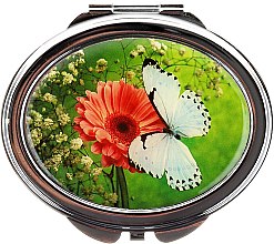 Парфумерія, косметика Дзеркальце косметичне "Метелики", 85451, білий метелик - Top Choice