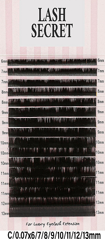 Накладные ресницы, черные, 16 линий (mix, 0.07, C, 6-13) - Lash Secret — фото N1