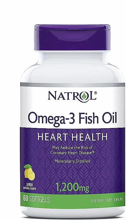 Биодобавка, 1200 мг - Natrol Omega-3 Fish Oil Heart Health — фото N1