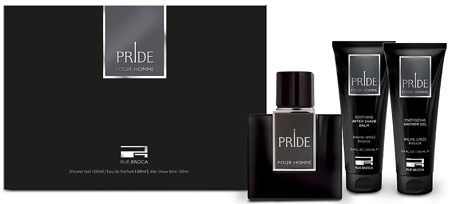 Rue Broca Pride Pour Homme - Набор (edp/100ml + sh/gel/100ml + aftershave/balm/100ml) — фото N1