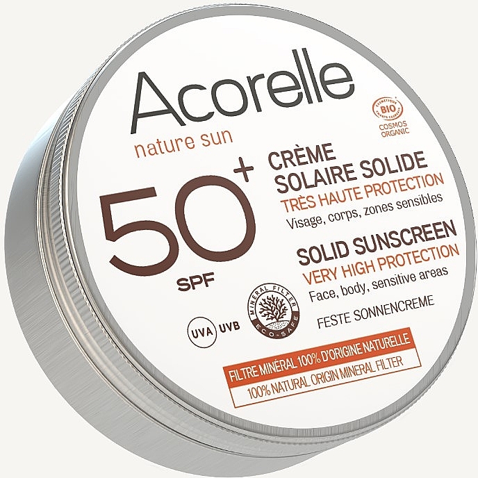 Твердий сонцезахисний крем SPF 50+ - Acorelle Solid Sunscreen Very High Protection SPF 50+ — фото N1