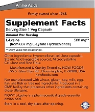 Амінокислота "L-лізин", 500 мг - Now Foods L-Lysine Tablets — фото N2