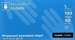Перчатки нитриловые неопудренные прочные, черные, размер L - MicroSTOP — фото N1