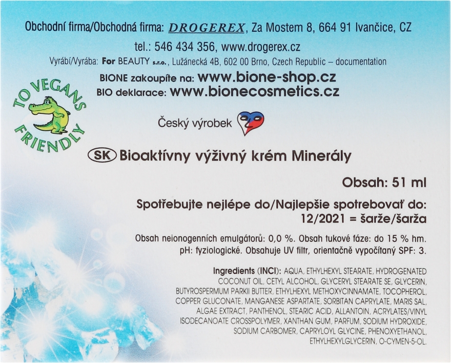 Біоактивний крем для обличчя - Bione Cosmetics Dead Sea Minerals Bioactive Nourishing Facial Cream — фото N3