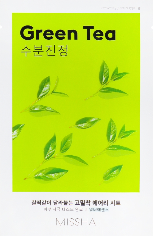 Маска для лица с экстрактом зеленого чая - Missha Airy Fit Green Tea Sheet Mask — фото N1