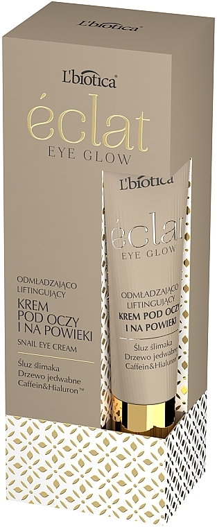 Омолаживающий крем для глаз и век, со слизью улитки - L'biotica Eclat Eye Glow Lifting Eye Cream — фото N3