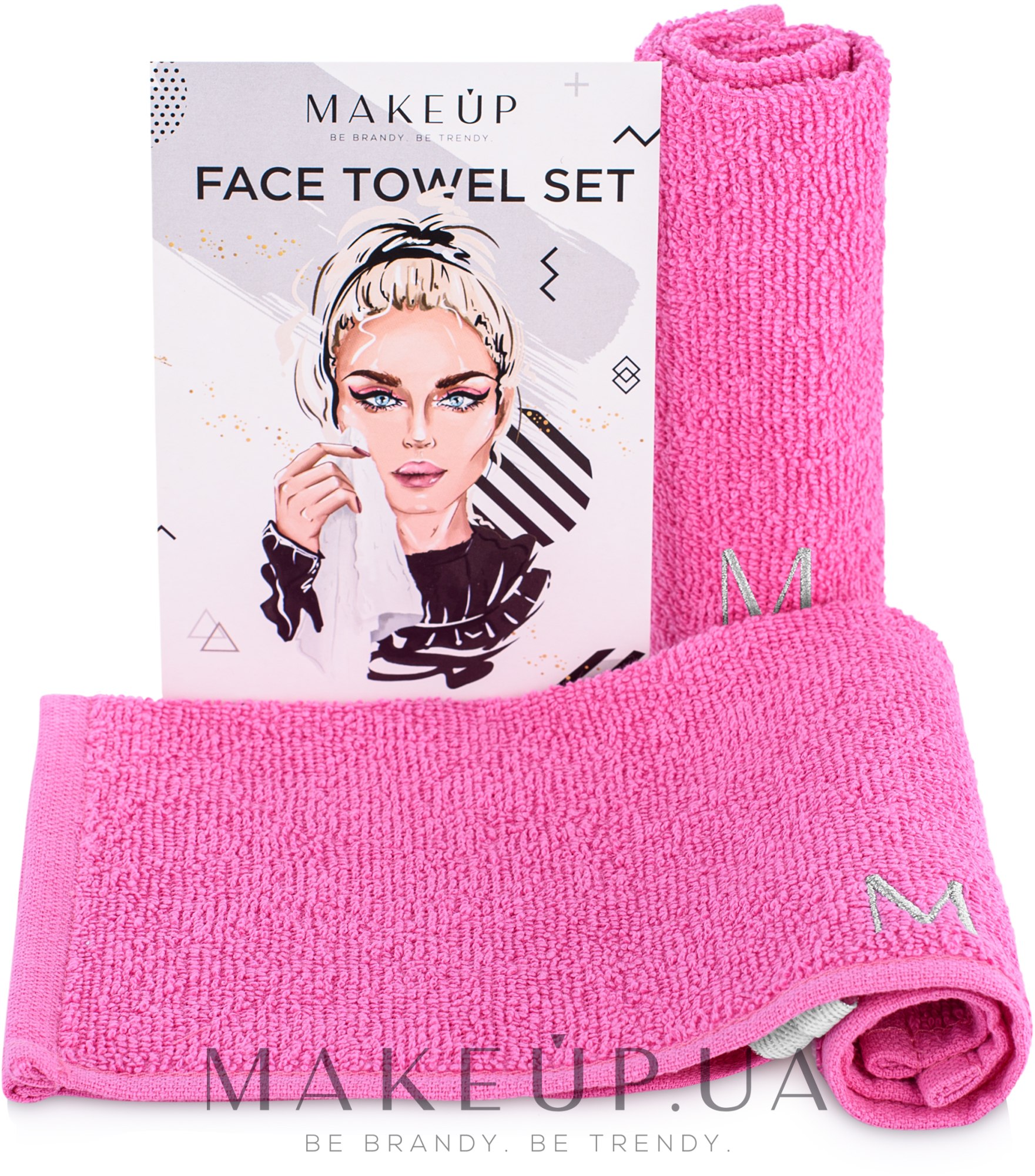 Дорожный набор полотенец для лица, розовые "MakeTravel" - MAKEUP Face Towel Set — фото 2шт