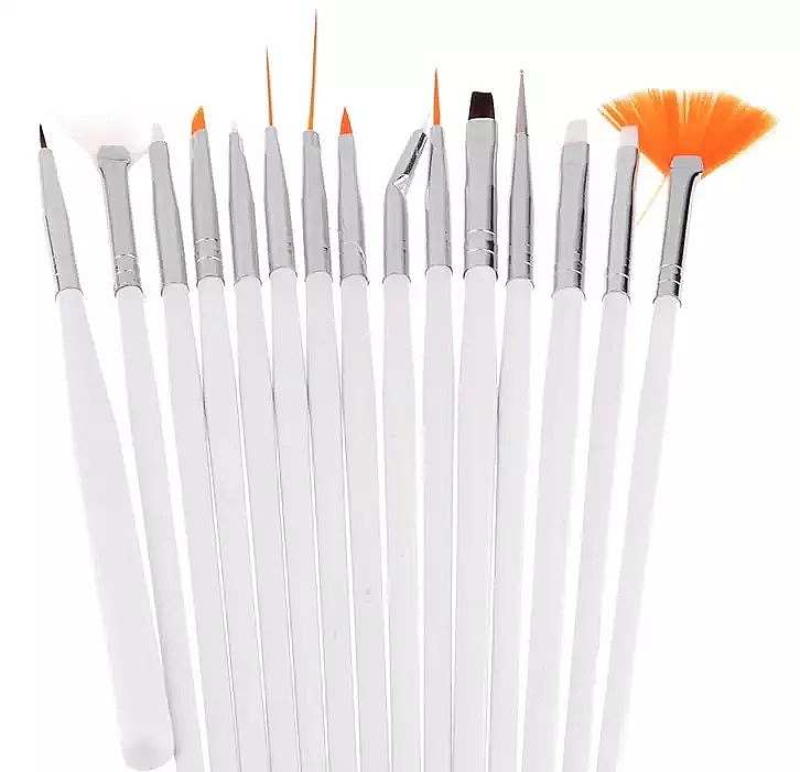 Набір пензликів для дизайну нігтів, 15 шт., білі - Sunone Nail Air Brush — фото N4