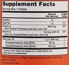 Натуральная добавка, 1000мг - Now Foods Cod Liver Oil — фото N4