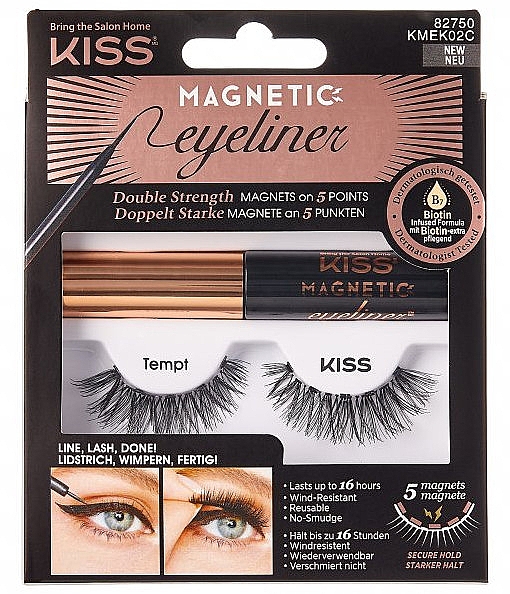 Накладні магнітні вії - Kiss Magnetic Eyeliner & Lash Kit KMEK02 Tempt — фото N1