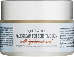 Парфумерія, косметика Крем для чутливої шкіри обличчя з гіалуроновою кислотою - Reclaire Face Cream