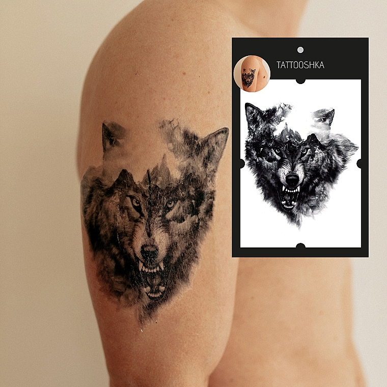 Тимчасове тату "Вовк на полюванні" - Tattooshka — фото N4