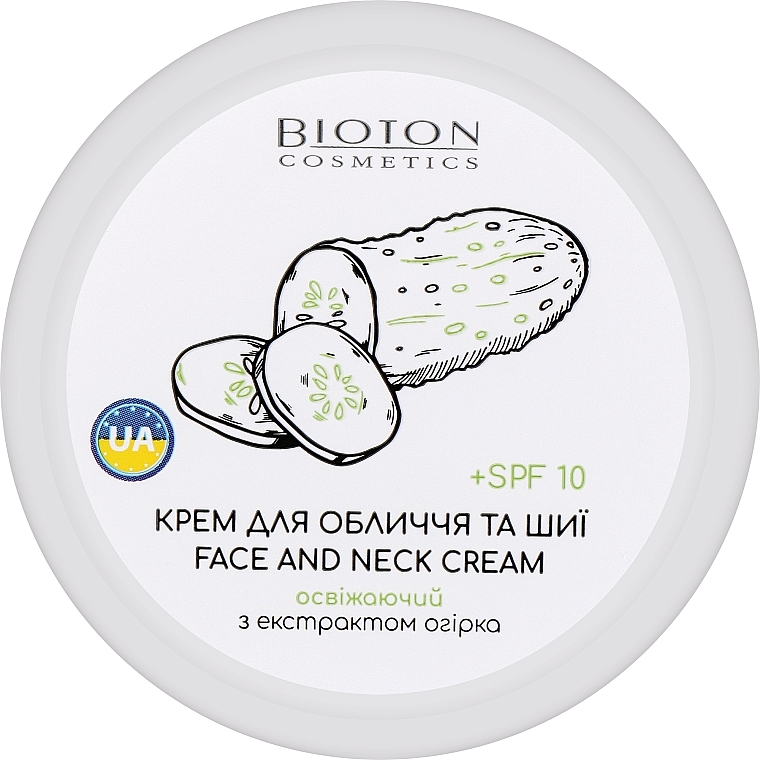 Крем для обличчя та шиї з екстрактом огірка - Bioton Cosmetics Face & Neck Cream SPF 10