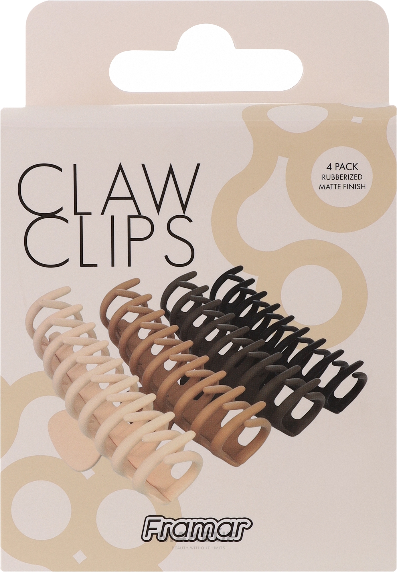 Затискачі для волосся, нюдові кольори, 4 шт. - Framar Claw Clips Neutral — фото 4шт