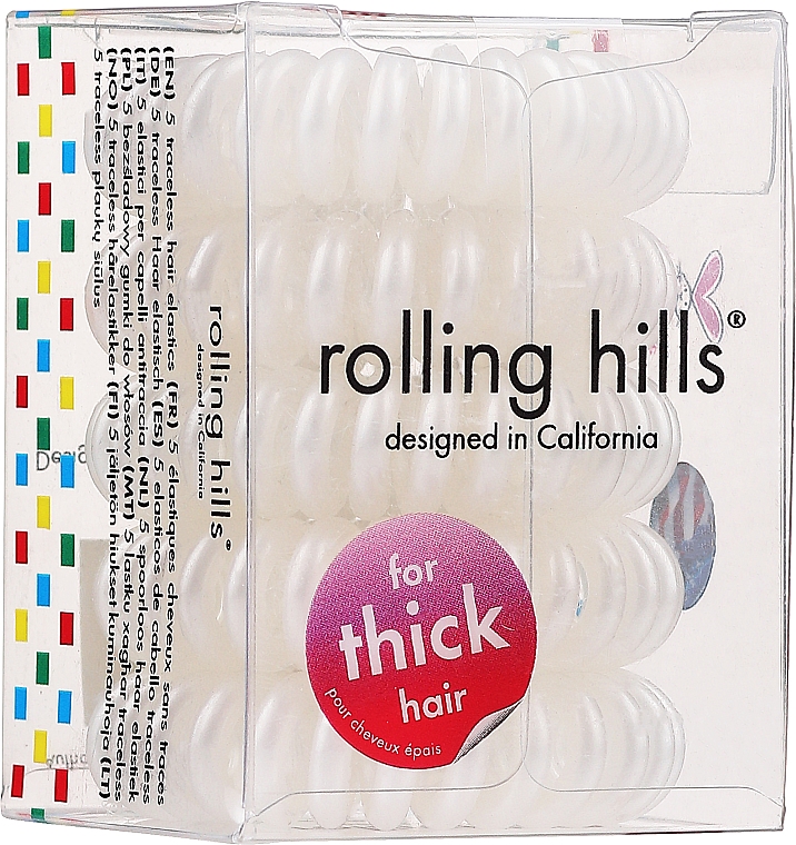 Резинка-браслет для волос, белая - Rolling Hills 5 Traceless Hair Elastics Stronger White — фото N1