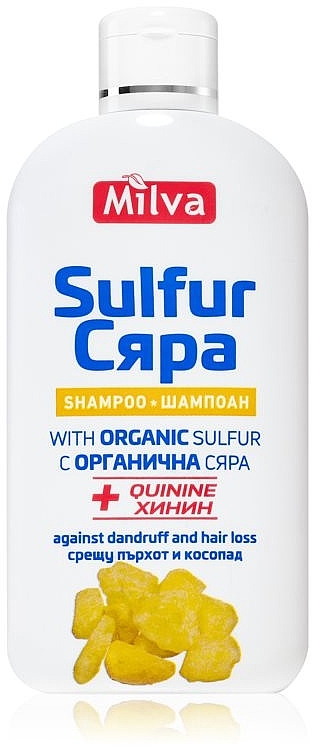 Шампунь против перхоти и выпадения волос с серой - Milva Quinine & Sulfur Anti-Dandruff Hair Loss Shampoo