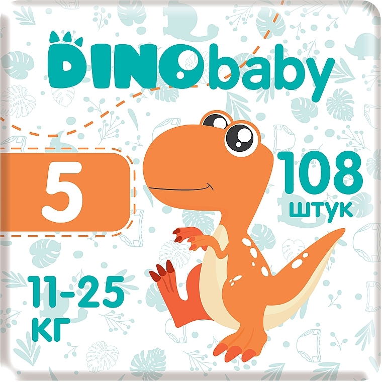 Подгузники детские 5 (11-25кг), 108 шт. - Dino Baby — фото N1