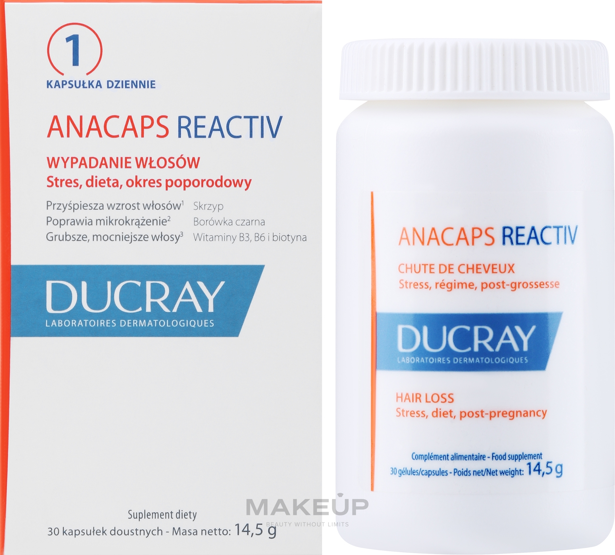 Пищевая добавка против выпадения волос - Ducray Anacaps Reactiv Capsule  — фото 30шт