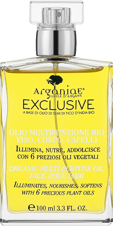 Органическое мультифункциональное масло из смеси 6-ти драгоценных масел "Лицо. Тело. Волосы" - Arganiae Exclusive Organic Multi-Purpose Oil — фото N1