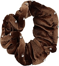Парфумерія, косметика Резинка для волосся з камінчиками, Pf-158, коричнева - Puffic Fashion