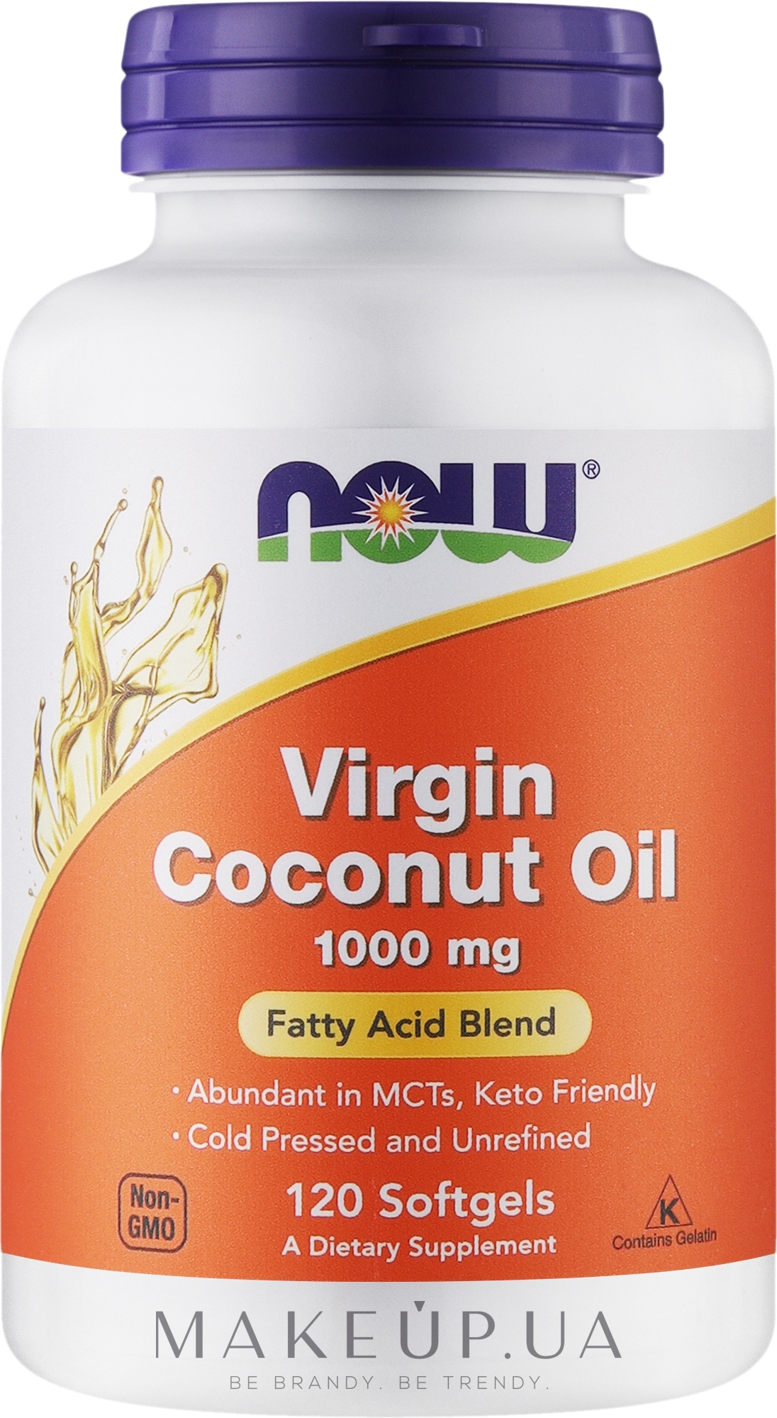 Кокосовое масло 1000мг в капсулах - Now Foods Virgin Coconut Oil 1000mg Softgels — фото 120шт