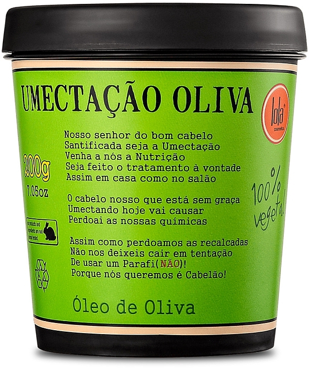 Зволожувальна живильна маска з оливковою олією для пошкодженого волосся - Lola Cosmetics Umectacao Oliva Mask — фото N1