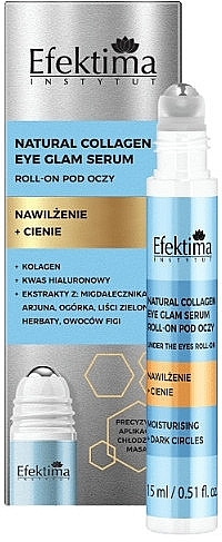 Ролик для шкіри навколо очей "Зволоження + темні кола" - Efektima Natural Collagen Moisturizong + Dark Sircles Roll On Eye Glam Serum — фото N1