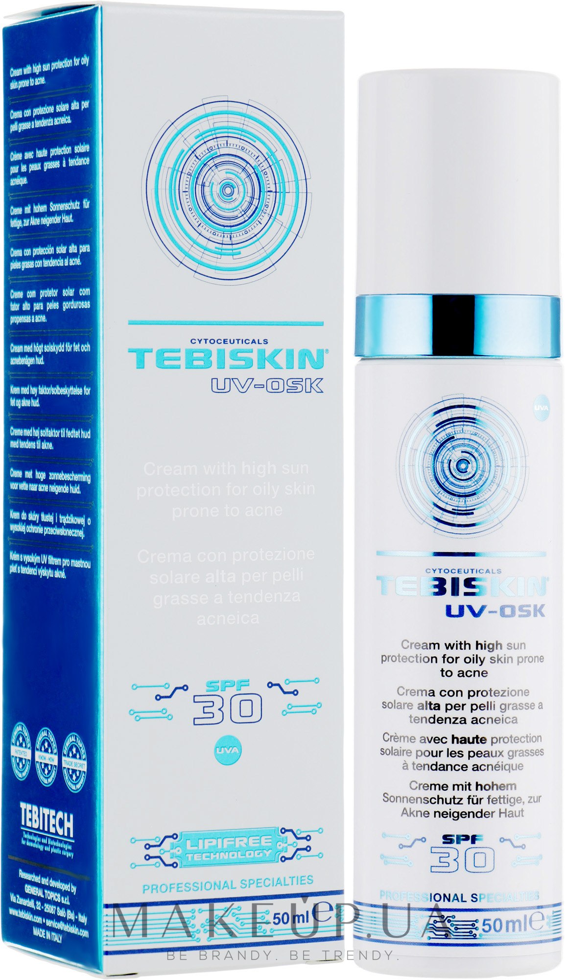 Сонцезахисний крем для жирної і проблемної шкіри - Tebiskin UV-Osk Cream SPF 30+ — фото 50ml