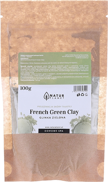 Маска для лица с зеленой глиной - Natur Planet French Green Clay — фото N1