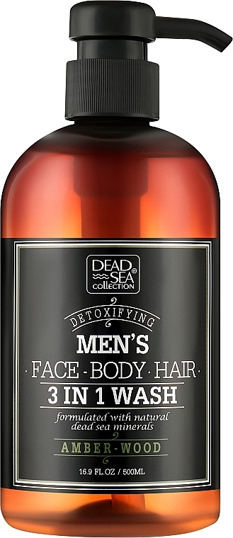 Гель для душа, волос и лица для мужчин - Dead Sea Collection Men’s Amberwood Face, Hair & Body Wash 3 in 1 