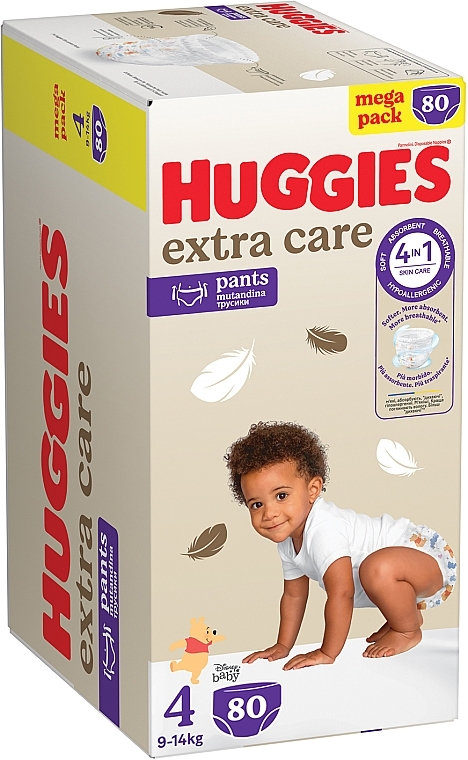 Подгузники-трусики Extra Care размер 4, 9-14 кг, 80 шт. - Huggies  — фото N2