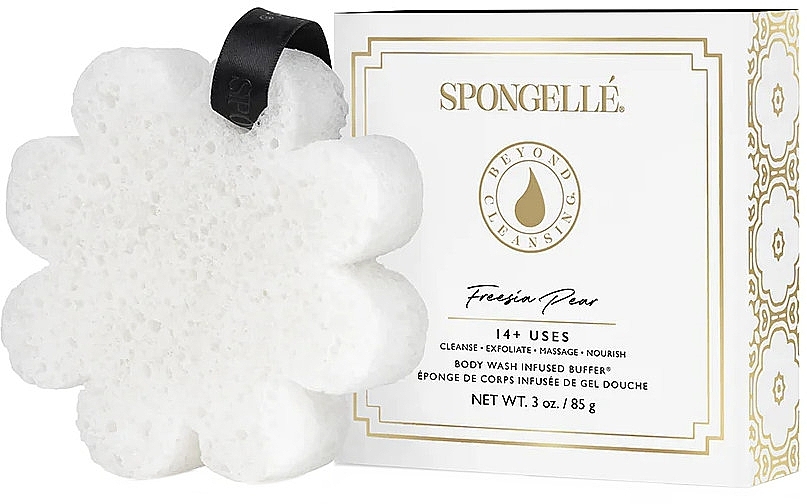 Пінна багаторазова губка для душу - Spongelle Freesia Pear Body Wash Infused Buffer — фото N1