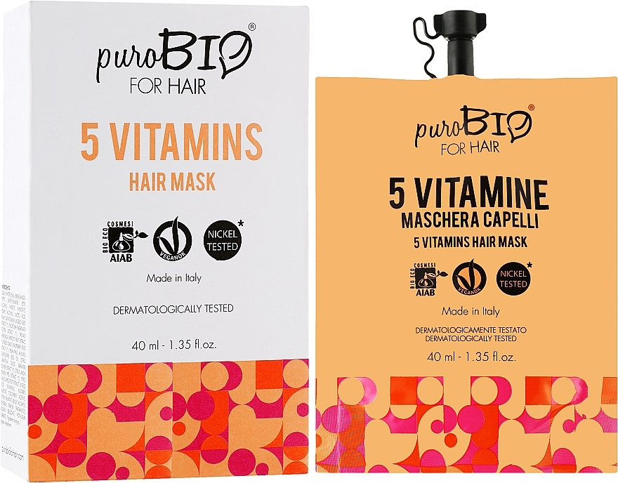 Маска для волосся - puroBIO Cosmetics For Hair 5 Vitamins Mask — фото N2