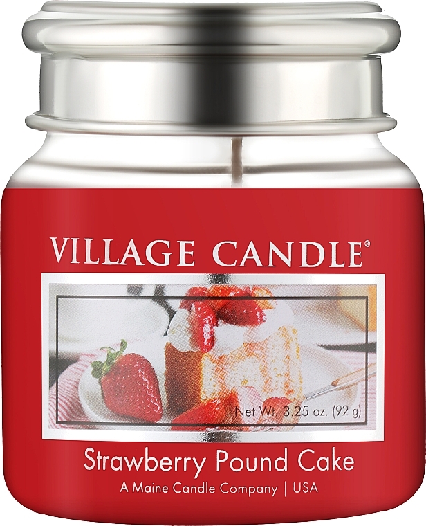 Ароматична свічка у банці «Полуничний пиріг» - Village Candle Strawberry Pound Cake — фото N1