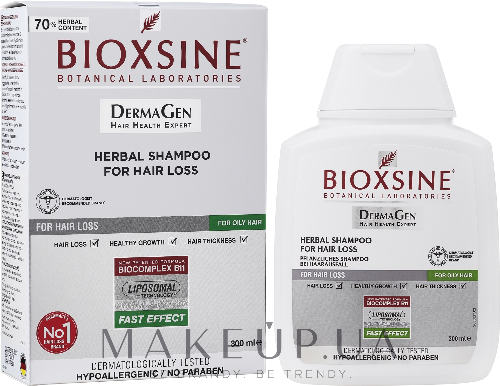 Шампунь растительный, против выпадения для жирных волос - Biota Bioxsine Shampoo — фото 300ml