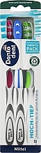 Набор зубных щеток Mittel, зеленая, синяя, розовая - Dontodent — фото N1