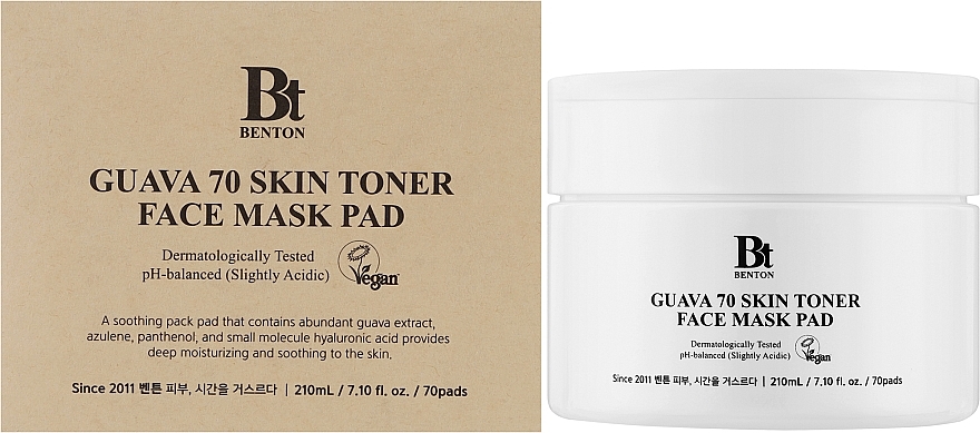 Успокаивающие тонер-пэды для лица - Benton Guava 70 Skin Toner Face Mask Pad — фото N2