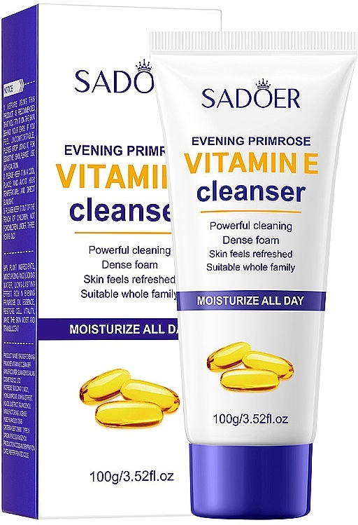 Пінка для обличчя з вітаміном E - Sadoer Evening Primrose Vitamin E Cleanser — фото N1