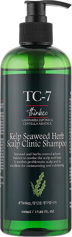 Регулирующий шампунь-уход для жирных волос с экстрактом водорослей - Thinkco TC-7 SeaWeed Herb Scalp Clinic Shampoo