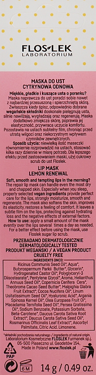 Маска для губ восстанавливающая "Лимонная" - Floslek Vege Lip Care Lip Mask — фото N3