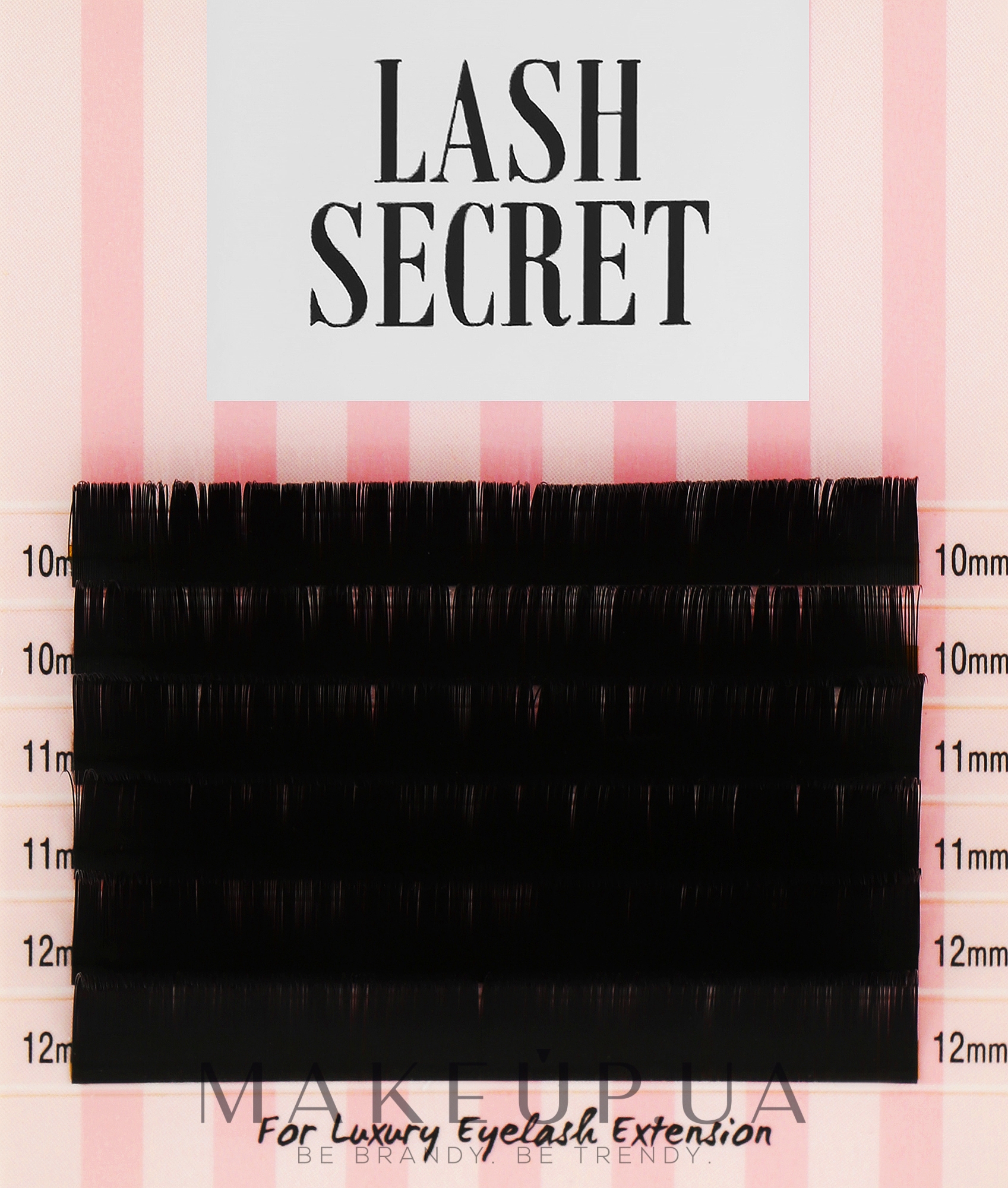 Накладні вії, чорні, мікс, 6 ліній (0.07, C, (10,11,12)) - Lash Secret — фото 1уп